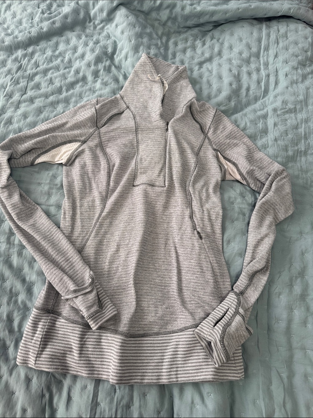lululemon athletica Light Gray Cowl Quarter-Zip Pullover